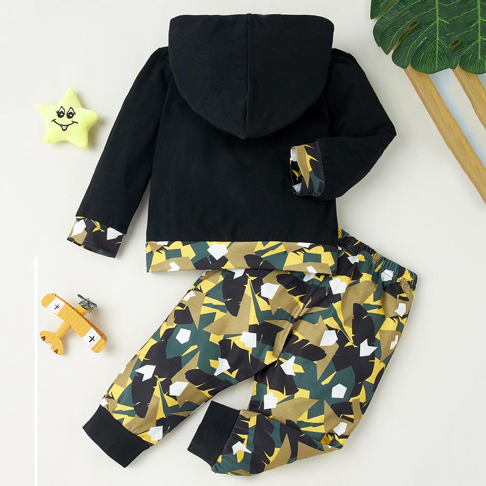 Baby Boys Wild Dino Printed Hooded Top & Pants Baby Boy Dinosaur Clothes - PrettyKid