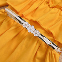 Girls Yellow Long Sleeve Bow Decor Dress & Headband Girls Dress Wholesale - PrettyKid