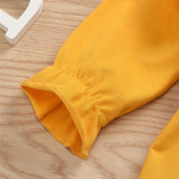 Girls Yellow Long Sleeve Bow Decor Dress & Headband Girls Dress Wholesale - PrettyKid