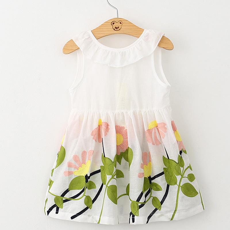 Girls Small Fresh Big Bow Dress V-Neck Embroidered Backless Dress - PrettyKid
