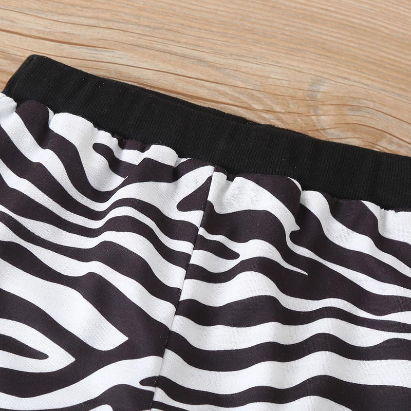 Unisex Zebra Cartoon Printed Long Sleeve Top & Pants Trendy Kids Wholesale Clothing - PrettyKid