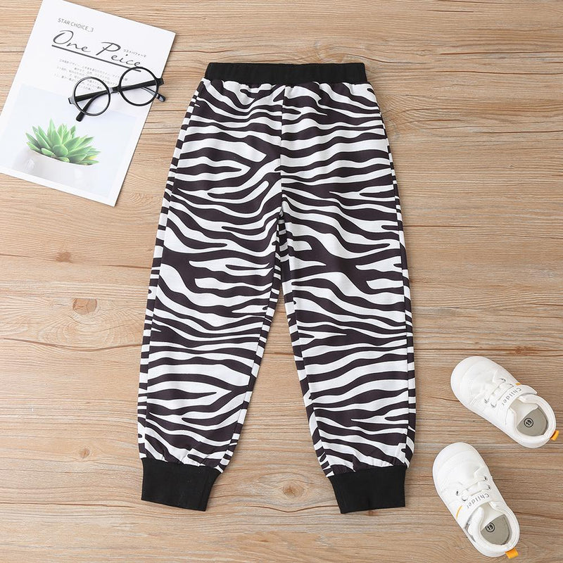 Unisex Zebra Cartoon Printed Long Sleeve Top & Pants Trendy Kids Wholesale Clothing - PrettyKid