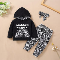 Baby Unisex Zebra Letter Print Hooded Top & Pants Baby Boutique Wholesale - PrettyKid