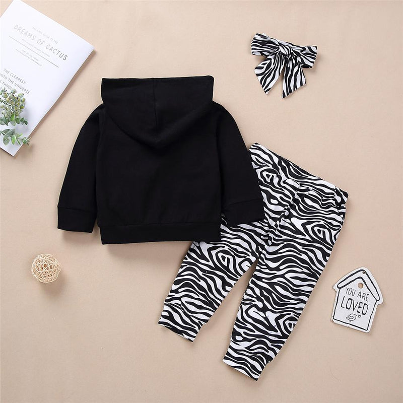 Baby Unisex Zebra Letter Print Hooded Top & Pants Baby Boutique Wholesale - PrettyKid