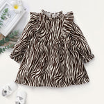 Baby Girls Zebra Printed Long Sleeve Dress Wholesale Baby Dresses - PrettyKid