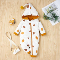 Baby Unisex Zipper Cardigan Polka Dot Hooded Romper Baby Wholesale - PrettyKid