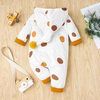 Baby Unisex Zipper Cardigan Polka Dot Hooded Romper Baby Wholesale - PrettyKid