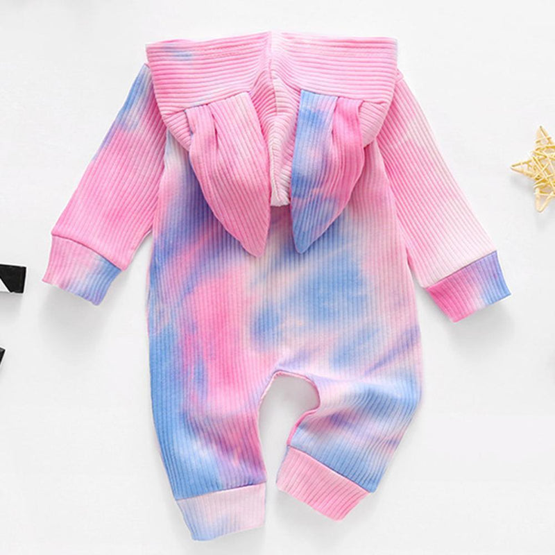 Baby Unisex Zipper Hooded Tie Dye Romper Cheap Boutique Baby Clothing - PrettyKid