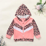 Girls Zipper Leopard Color Blocking Hooded Long Sleeve Jacket Wholesale Girls - PrettyKid
