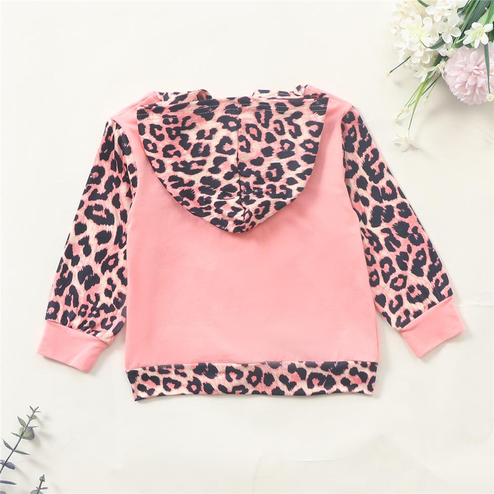 Girls Zipper Leopard Color Blocking Hooded Long Sleeve Jacket Wholesale Girls - PrettyKid