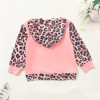 Girls Zipper Leopard Color Blocking Hooded Long Sleeve Jacket Wholesale Girls - PrettyKid