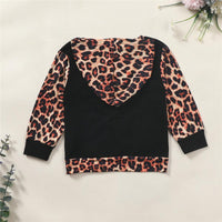 Girls Zipper Leopard Color Blocking Hooded Long Sleeve Jacket Wholesale Girls - PrettyKid