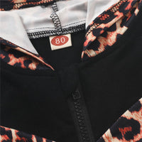 Girls Zipper Leopard Color Blocking Hooded Long Sleeve Jacket Wholesale Girls - PrettyKid
