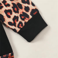 Girls Zipper Leopard Color Blocking Hooded Long Sleeve Jacket Wholesale Girls - PrettyKid