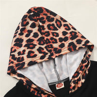 Girls Zipper Leopard Color Blocking Hooded Long Sleeve Jacket Wholesale Girls - PrettyKid