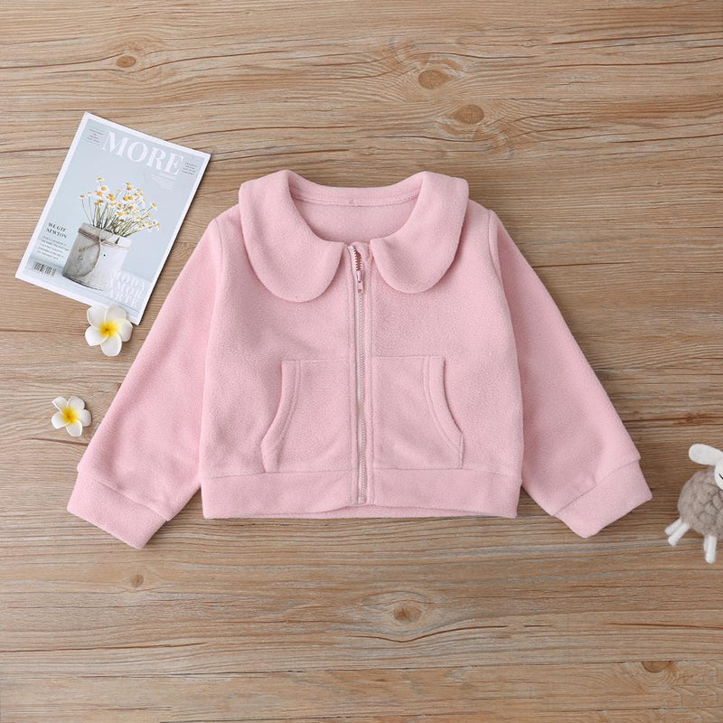Girls Zipper Solid Color Long Sleeve Jacket Wholesale Little Girl Boutique Clothing - PrettyKid