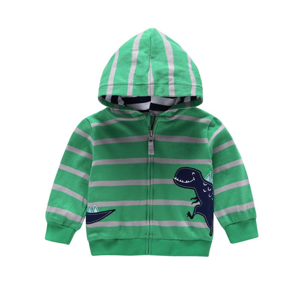 Boys Zipper Striped Dino Long Sleeve Jacket - PrettyKid