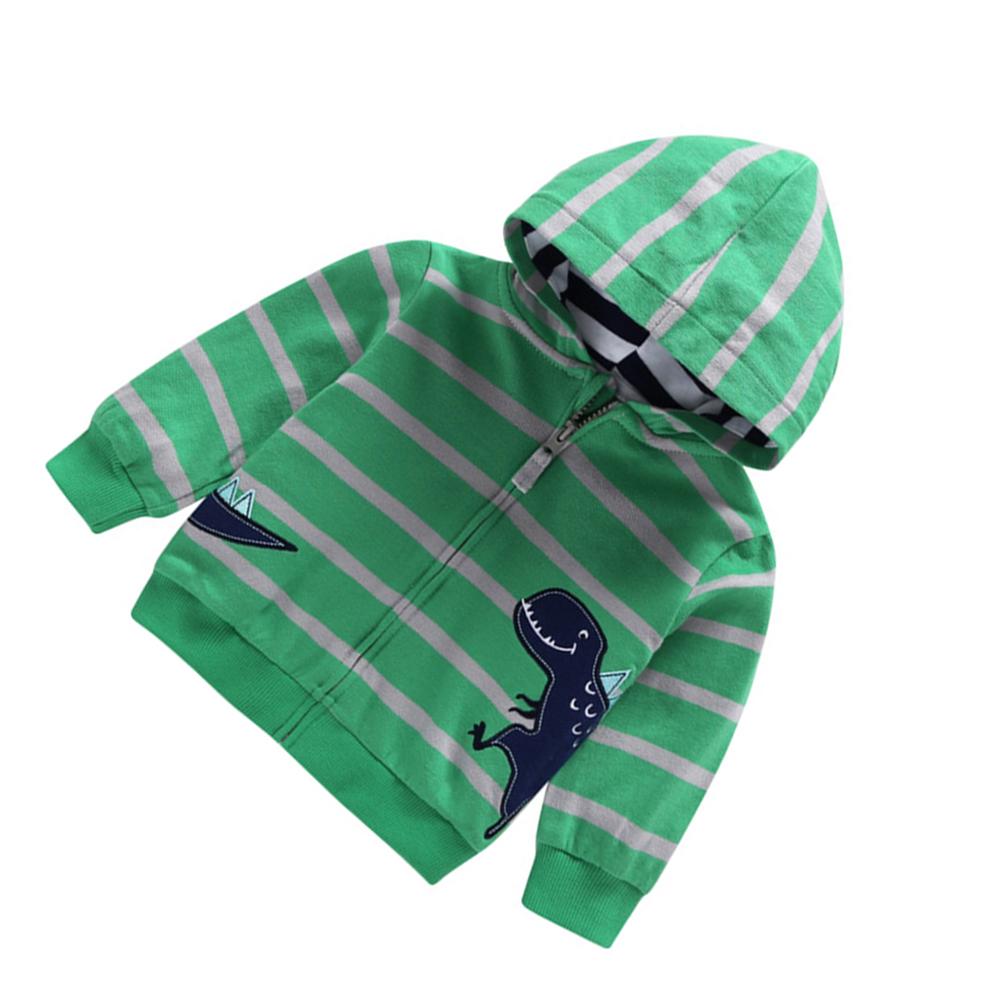 Boys Zipper Striped Dino Long Sleeve Jacket - PrettyKid