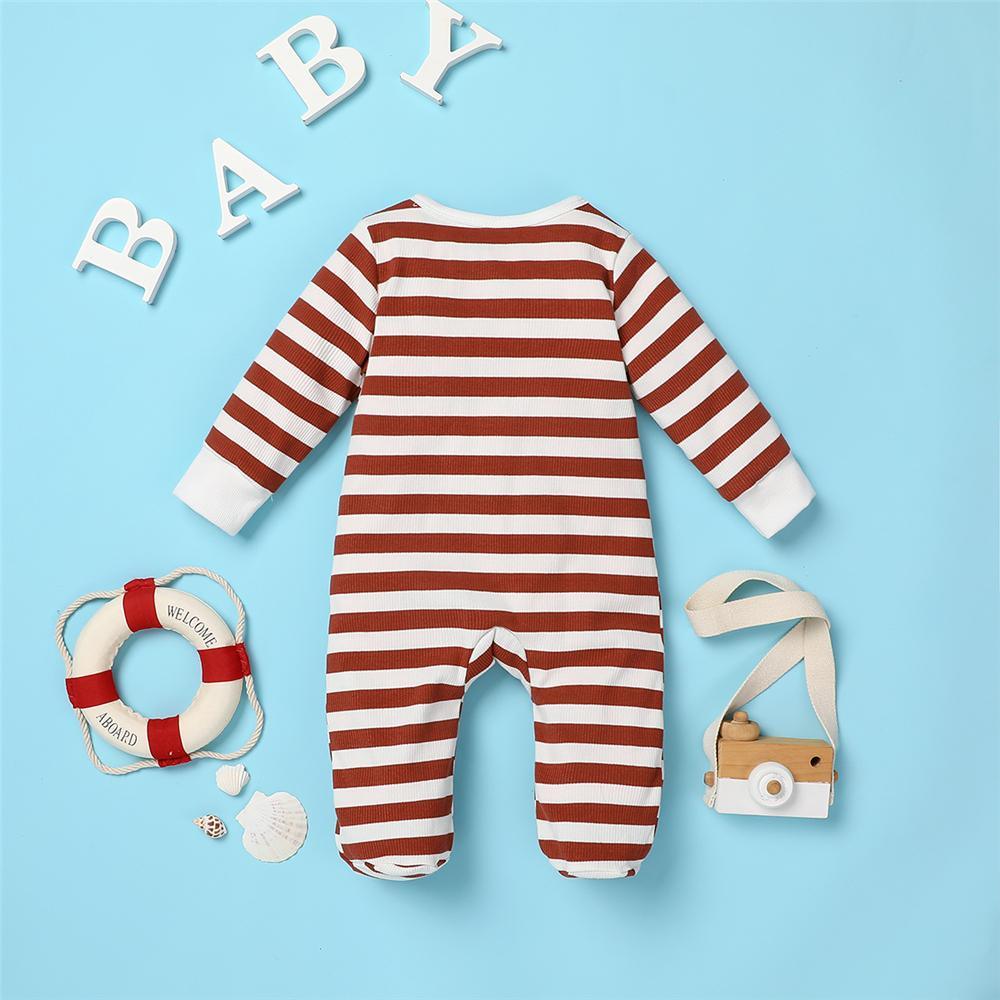 Baby Zipper Striped Long Sleeve Romper Baby Clothing Cheap Wholesale - PrettyKid