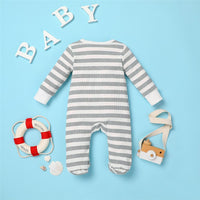 Baby Zipper Striped Long Sleeve Romper Baby Clothing Cheap Wholesale - PrettyKid