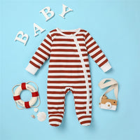 Baby Zipper Striped Long Sleeve Romper Baby Clothing Cheap Wholesale - PrettyKid