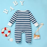 Baby Zipper Striped Long Sleeve Romper Baby Clothing Cheap Wholesale - PrettyKid