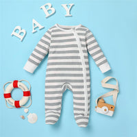 Baby Zipper Striped Long Sleeve Romper Baby Clothing Cheap Wholesale - PrettyKid