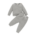 Baby Solid Ribbed Jumper And Pants Two Piece Baby Sets - PrettyKid