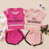 Toddler Girl Three-piece Sporty Mesh T-shirt & Tank Top & Shorts Wholesale Children's Clothing - PrettyKid