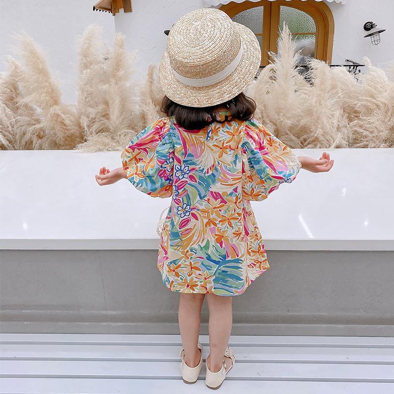 Toddler Girl Floral Print Puff Sleeve Dress - PrettyKid
