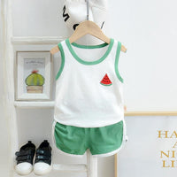 2pcs Cute Fruit Print Vest and Pants - PrettyKid