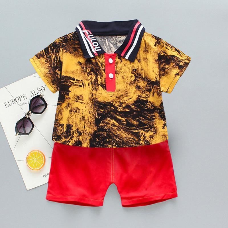 2-piece Gradient Polo Shirt & Shorts for Children Boy - PrettyKid