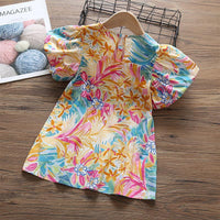 Toddler Girl Floral Print Puff Sleeve Dress - PrettyKid