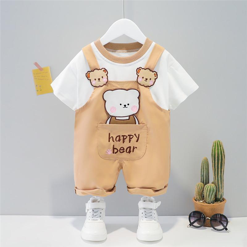 Toddler Boy T-shirt & Bear Overalls - PrettyKid