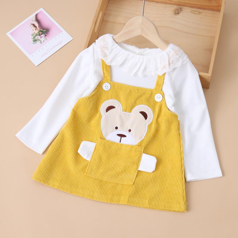 Ruffle Bear Pattern Dress for Toddler Girl - PrettyKid