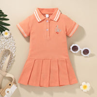 Toddler Girl Cartoon Duck Pattern Pleated Hem Shirt Dress - PrettyKid