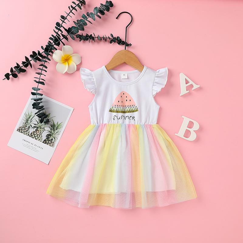Watermelon Pattern Patchwork Tulle Dress for Toddler Girl Wholesale children's clothing - PrettyKid