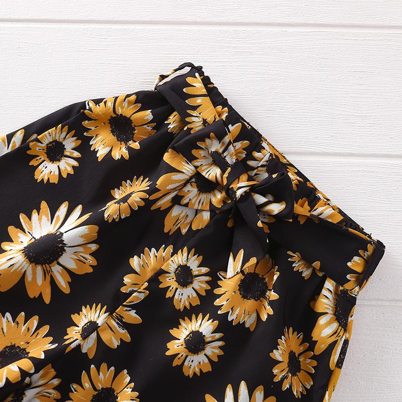 Toddler Girl Short Top & Sunflower Print Shorts - PrettyKid