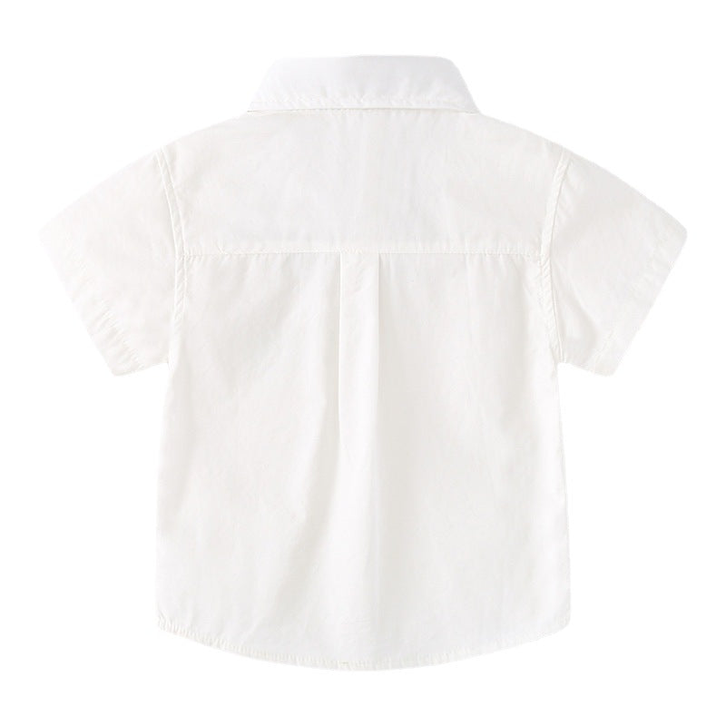 18M-7Y Boy Shirts Tie Button Single Rest Lapel Simple Wholesale Toddler Boy Clothes - PrettyKid