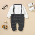 0-18M Long-Sleeve Knitted Bow Color-Block Buttoned Bodysuit Wholesale Baby Clothes - PrettyKid