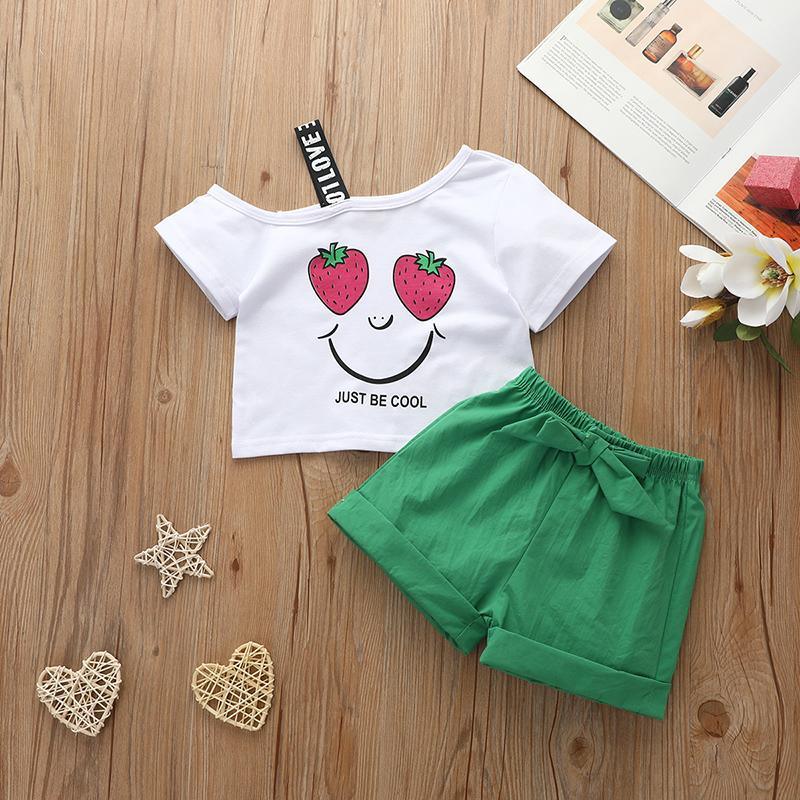 2PCS Cute Strawberry T-shirt and Pants - PrettyKid