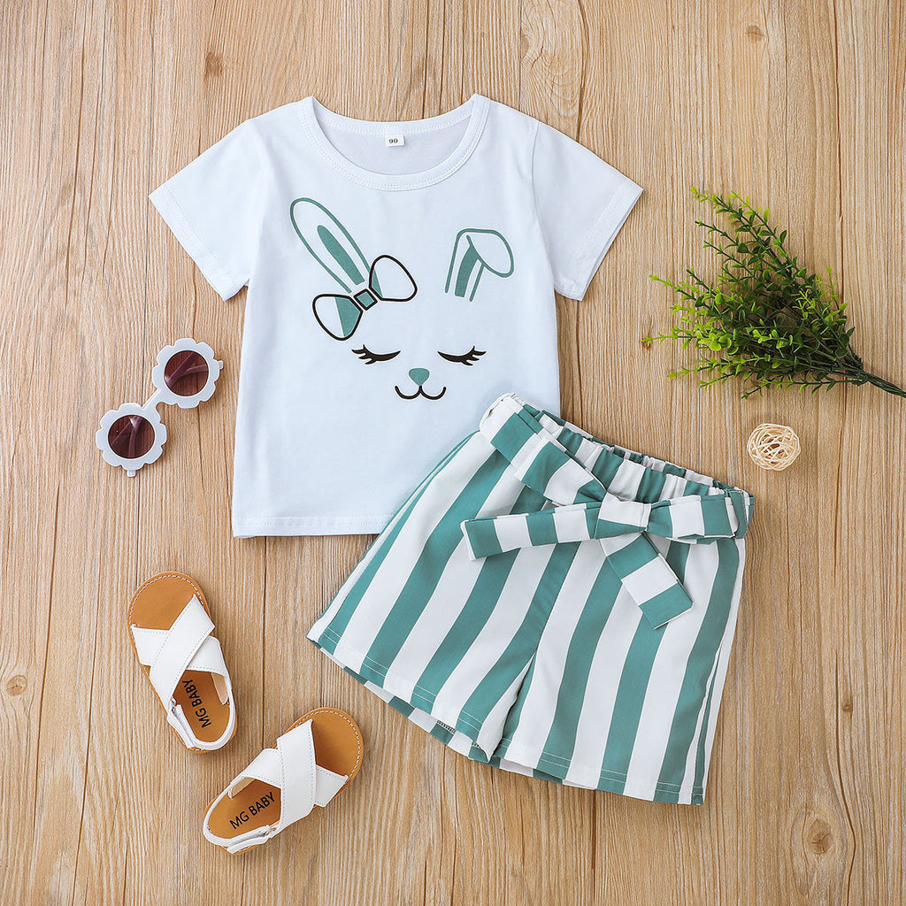 9months-4years Baby Toddler Girl Sets Children Cute Short-Sleeved T-Shirt Summer Girls Suit - PrettyKid