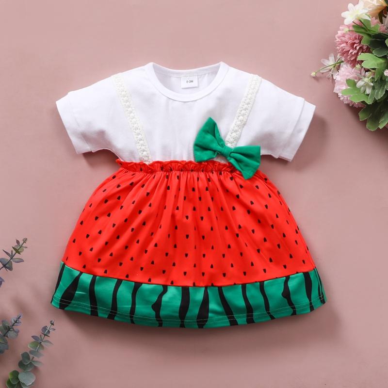 Baby Girl Watermelon Summer Pattern Dress - PrettyKid