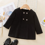 Wholesale Toddler Girls Solid Button Long Coat in Bulk - PrettyKid