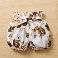 Baby Girl 3pcs Floral Pattern Suit T-Shirt & Short & Headhand - PrettyKid