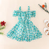 Toddler Girl Daisy Print Ruffle Trim Off-shoulder Slip Dress - PrettyKid