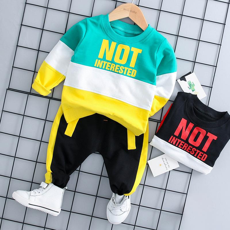 2-piece Color Contrast Pullover & Pants for Toddler Boy Children's clothing wholesale - PrettyKid