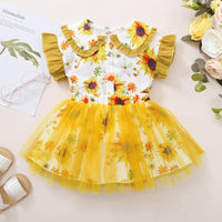 Toddler Girl Ruffle Sleeve Printed Top & Mesh Skirt - PrettyKid