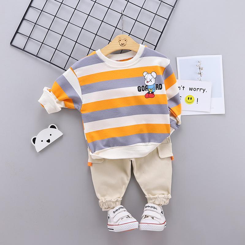 2-piece Bear Pattern Sweatshirts & Pants for Children Boy - PrettyKid