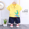 Grow Boy Dinosaur Pattern Polo Shirt & Solid Color Shorts - PrettyKid